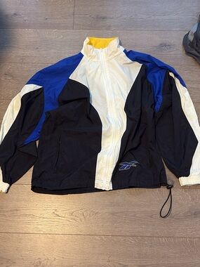 Reebok Men’s Black, White & Royal Blue Colorblock Windbreaker